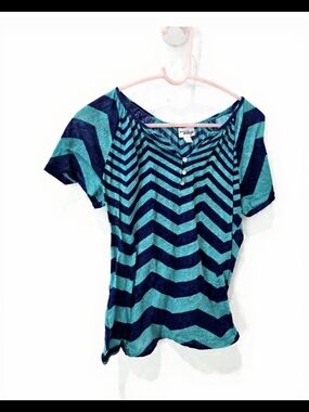 Great Northwest Clothing Company Chevron Henley Top - Teal & Navy